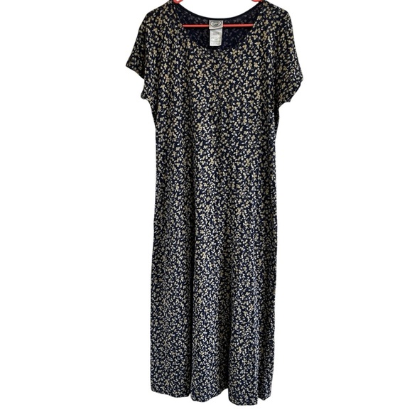 Laura Ashley Blue Maxi Dress with Elegant Floral Design